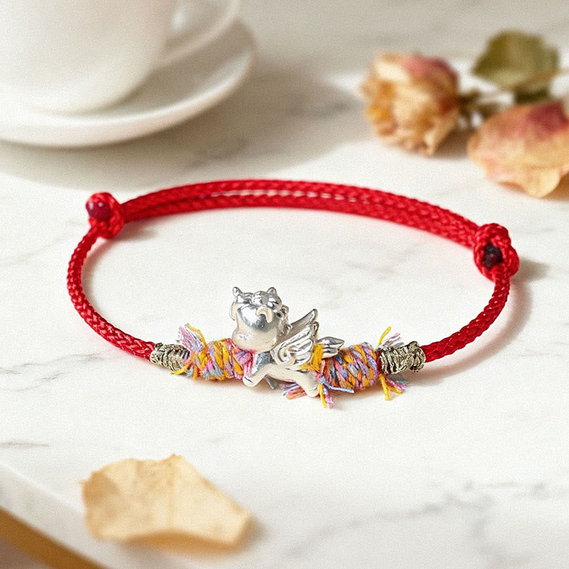 Buddha Stones Year of the Horse 999 Sterling Silver Winged Horse Fu Character Red String Luck Bracelet - image 10