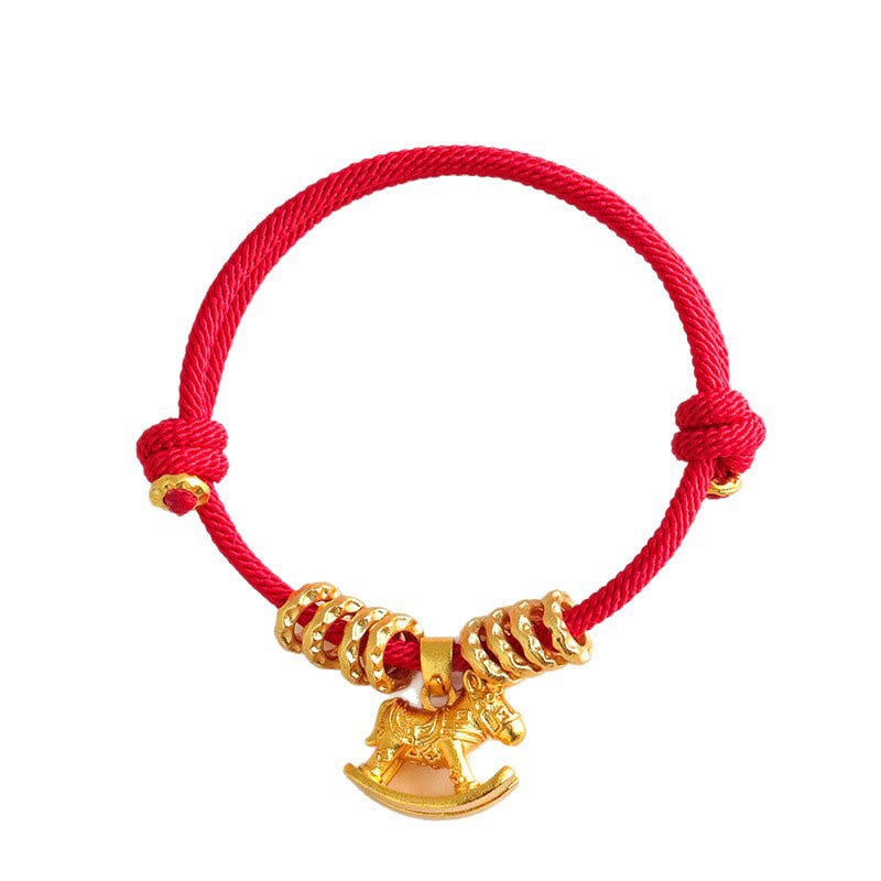 Buddha Stones Year Of The Horse Simple Horse Circle Charm Rope Faith Bracelet - image 4