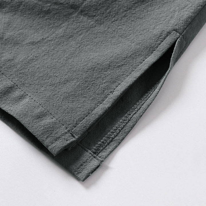 Buddha Stones Plain Lace-up Cotton Linen Men's Three Quarter Sleeve Kimono - image 5