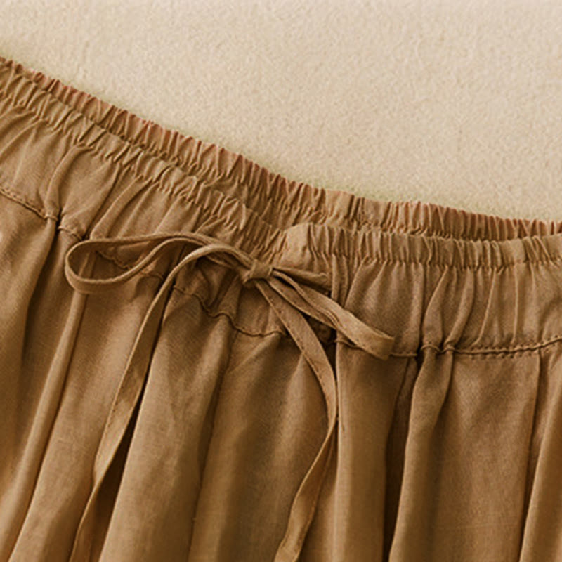 Buddha Stones Summer Elastic Waist Cotton Women's Capri Cropped Harem Pants With Pockets - image 23