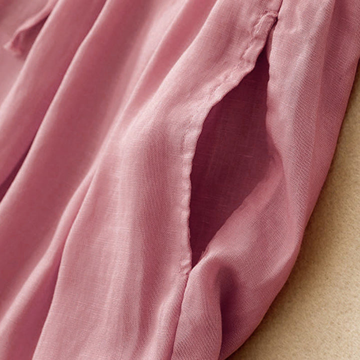 Buddha Stones Summer Elastic Waist Cotton Women's Capri Cropped Harem Pants With Pockets - image 21