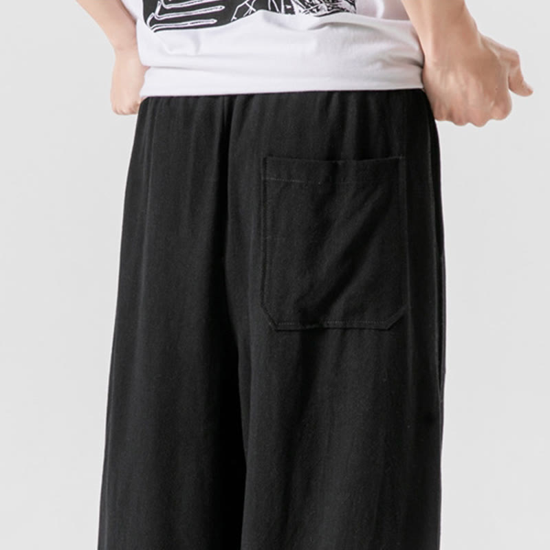 Buddha Stones Summer Plain Drawstring Design Linen Cotton Men's 7-8 Length Pants With Pockets - image 24