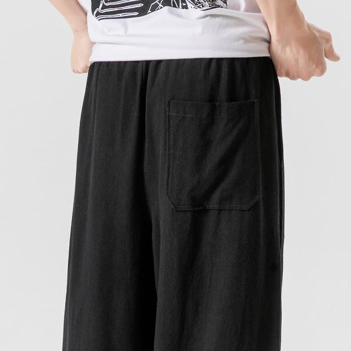 Buddha Stones Summer Plain Drawstring Design Linen Cotton Men's 7-8 Length Pants With Pockets - image 24
