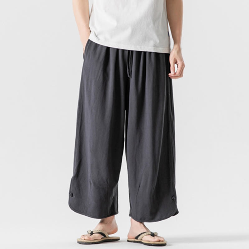 Buddha Stones Summer Plain Drawstring Design Linen Cotton Men's 7-8 Length Pants With Pockets - Gray - US/UK/AU46，EU56 (5XL) - image 27