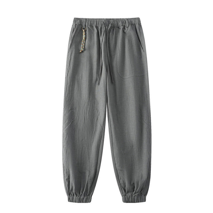 Buddha Stones Summer Ramie Linen Cotton Ankle-Length Elastic Cuffs Tapered Men's Pants With Pockets - Gray - US/UK/AU46，EU56 (5XL) - image 11