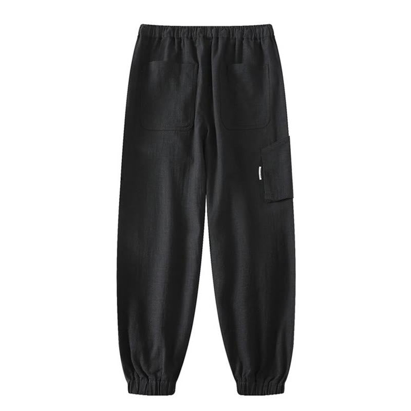 Buddha Stones Summer Ramie Linen Cotton Ankle-Length Elastic Cuffs Tapered Men's Pants With Pockets - image 14