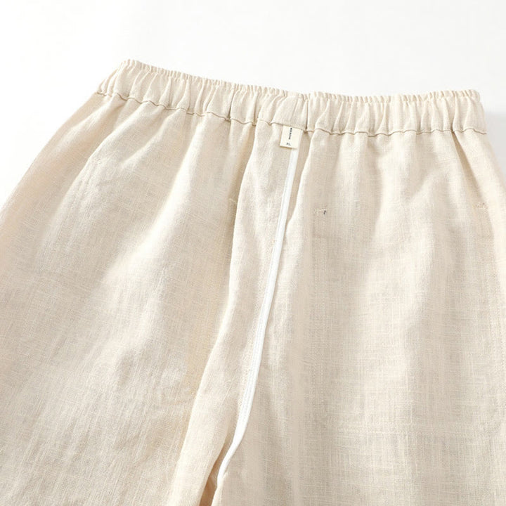 Buddha Stones Summer Ramie Linen Cotton Ankle-Length Elastic Cuffs Tapered Men's Pants With Pockets - image 8