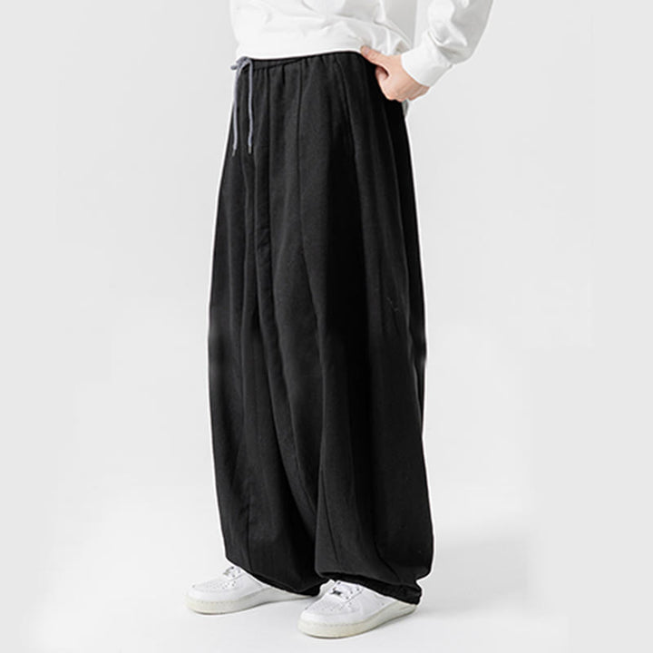 Buddha Stones Fall Solid Color Cotton Elastic Waist Men's Harem Pants With Pockets - image 44