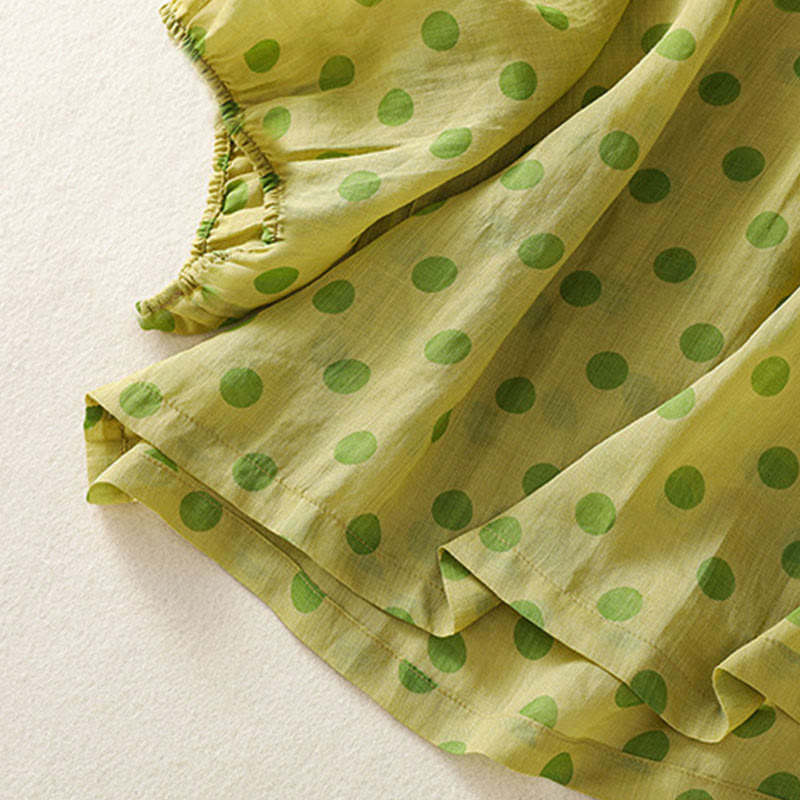 Buddha Stones Fall Round Neck Polka Dots Long Sleeve Women's Polyester Shirt  - image 13