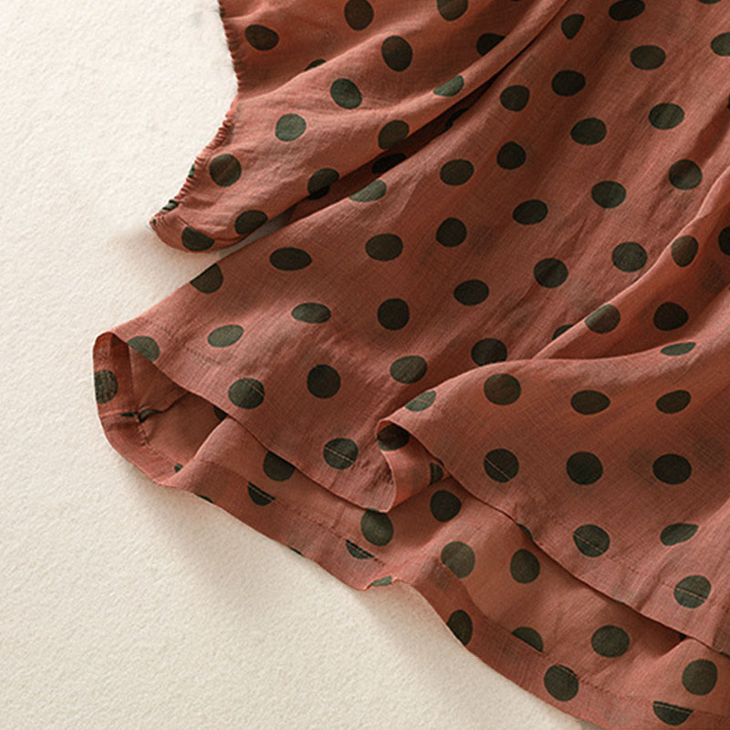 Buddha Stones Fall Round Neck Polka Dots Long Sleeve Women's Polyester Shirt  - image 5