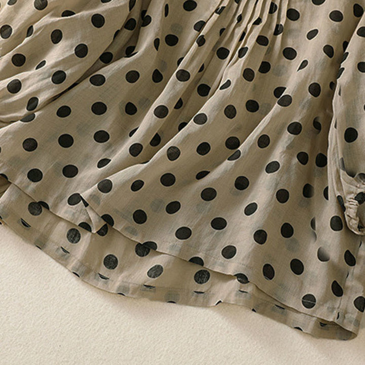 Buddha Stones Fall Round Neck Polka Dots Long Sleeve Women's Polyester Shirt  - image 23