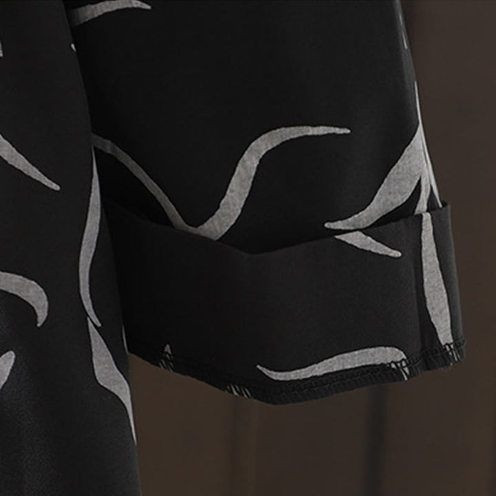 Buddha Stones Spring Fall Stand Collar Line Pattern Long Sleeve Women's Shirt  - image 21