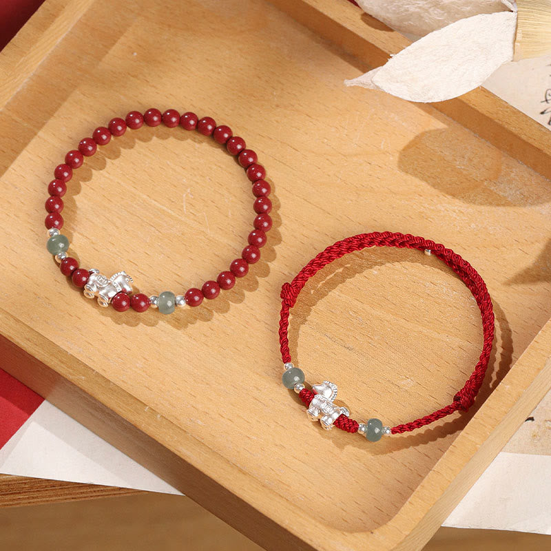 Buddha Stones Year of the Horse Cinnabar Jade Red String Blessing Bracelet - image 22