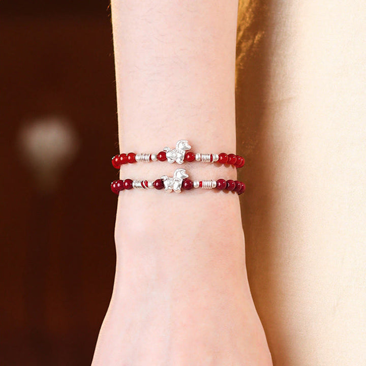Buddha Stones Year Of The Horse Red Agate 999 Sterling Silver Cinnabar Calm Bracelet - image 17