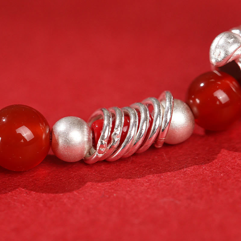 Buddha Stones Year Of The Horse Red Agate 999 Sterling Silver Cinnabar Calm Bracelet - image 9