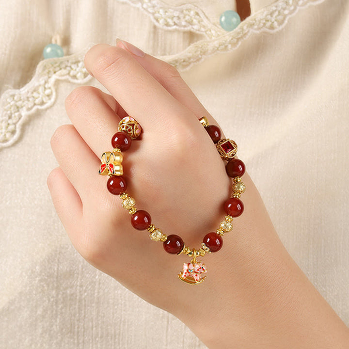 Buddha Stones Year Of The Horse South Red Agate Sun Stone Tourmaline Success Bracelet - image 3