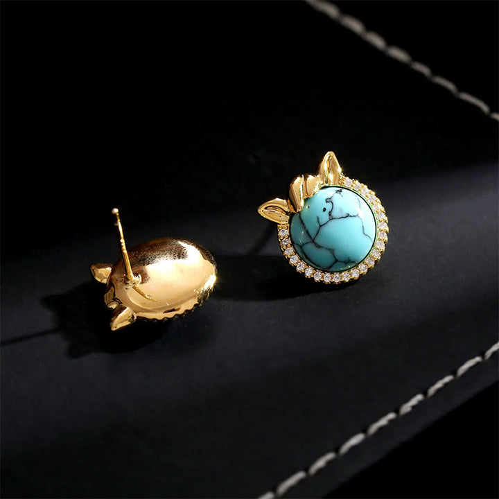 Buddha Stones Horse-Ear Shaped Copper Turquoise Balance Earrings - image 7