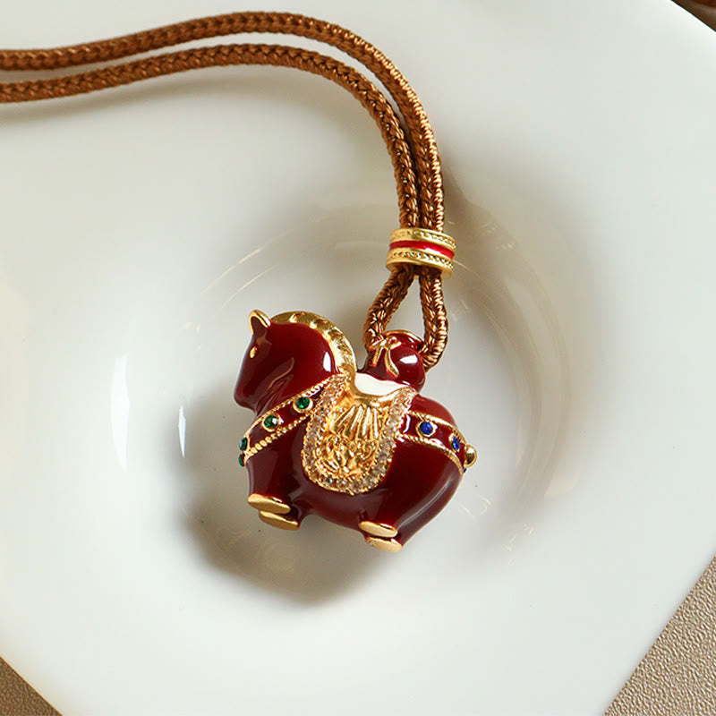 Buddha Stones Year Of The Horse Copper Balance Necklace Pendants - image 3