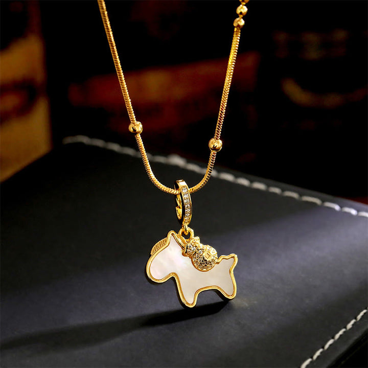 Buddha Stones Year Of The Horse Copper Luck Necklace Pendants - Copper Horse - image 0