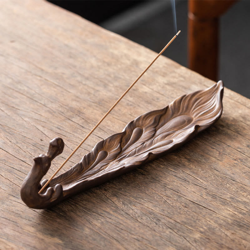 Buddha Stones Peacock Shape Fortune Home Decoration Incense Burner - SaddleBrown Peacock(24.7*6.5*5.5 cm) - image 7