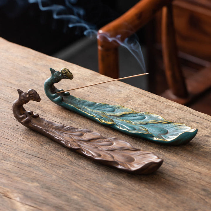 Buddha Stones Peacock Shape Fortune Home Decoration Incense Burner - image 0