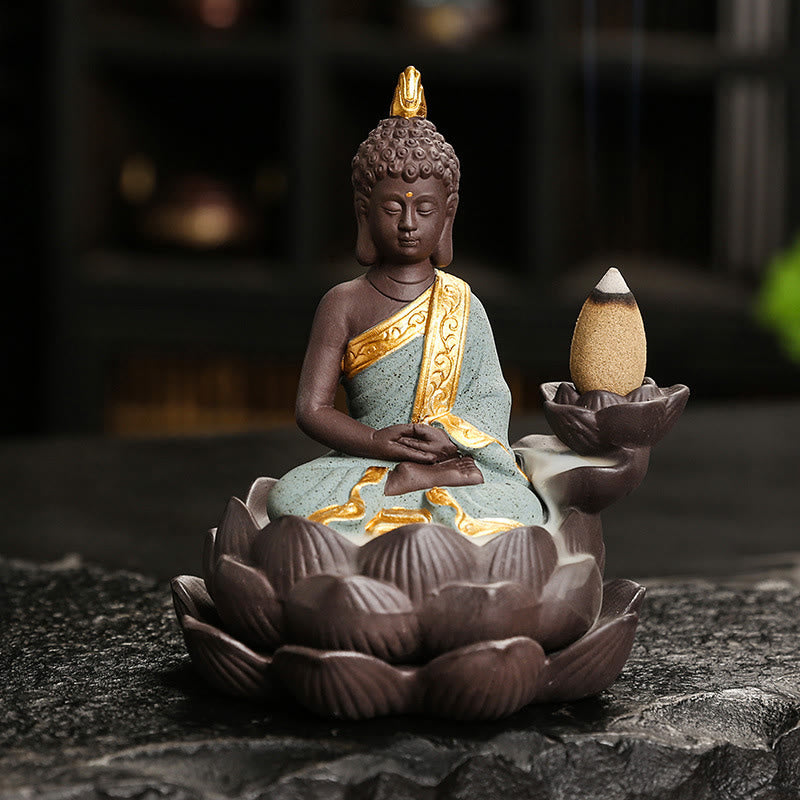 Buddha Stones Buddha Serenity Home Decoration Incense Burner - Green Buddha Meditation(9.1*7.8*10.7 cm) - image 21