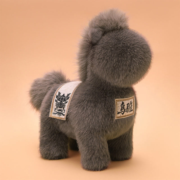 Buddha Stones Year Of The Horse Embroidered Saddle Pad Plush Doll Home Decoration - Grey - 55*52*55cm - image 8