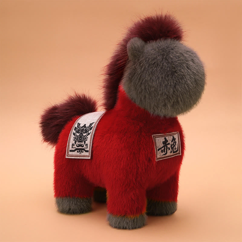 Buddha Stones Year Of The Horse Embroidered Saddle Pad Plush Doll Home Decoration - Red - 55*52*55cm - image 1