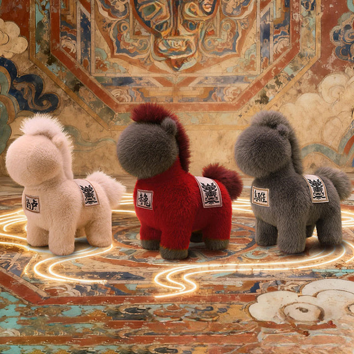 Buddha Stones Year Of The Horse Embroidered Saddle Pad Plush Doll Home Decoration - image 14