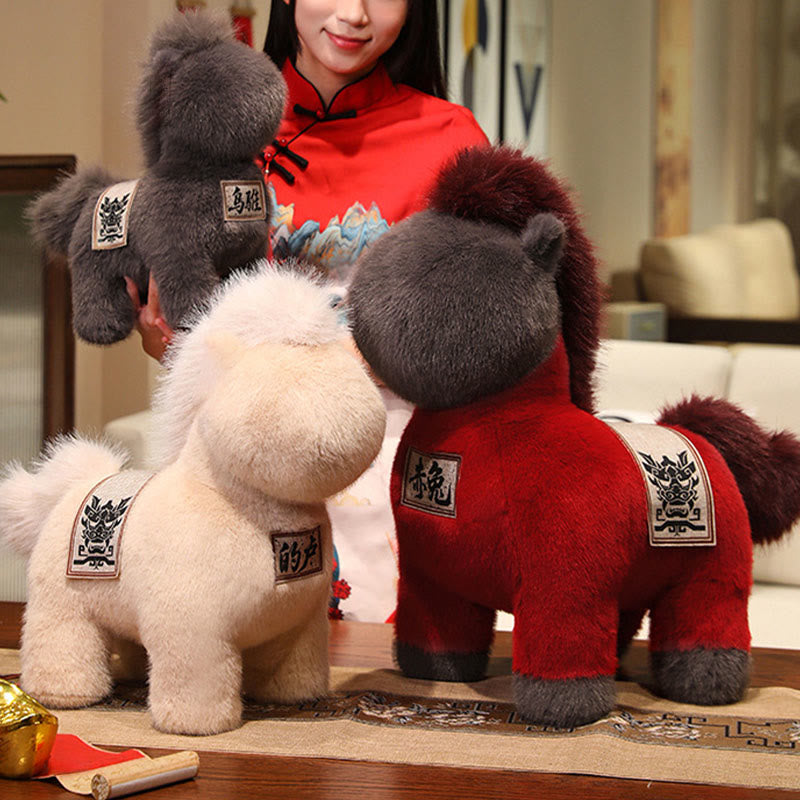 Buddha Stones Year Of The Horse Embroidered Saddle Pad Plush Doll Home Decoration - image 12