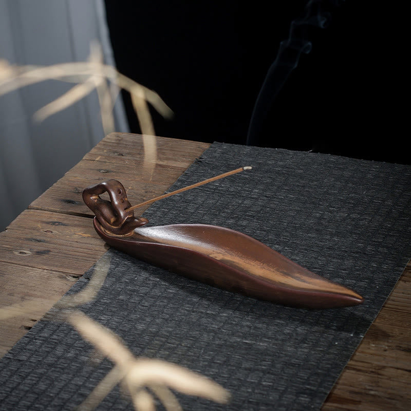 Buddha Stones Small Boat Cicada Home Decoration Incense Burner - image 6