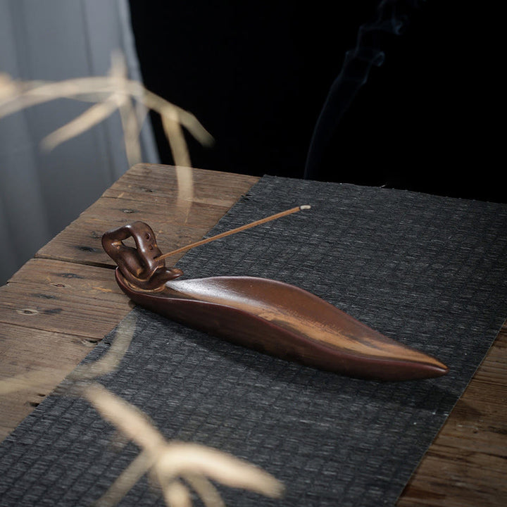 Buddha Stones Small Boat Cicada Home Decoration Incense Burner - image 6