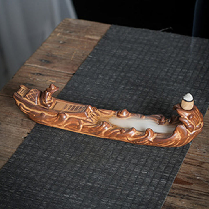 Buddha Stones Small Boat Cicada Home Decoration Incense Burner - image 2