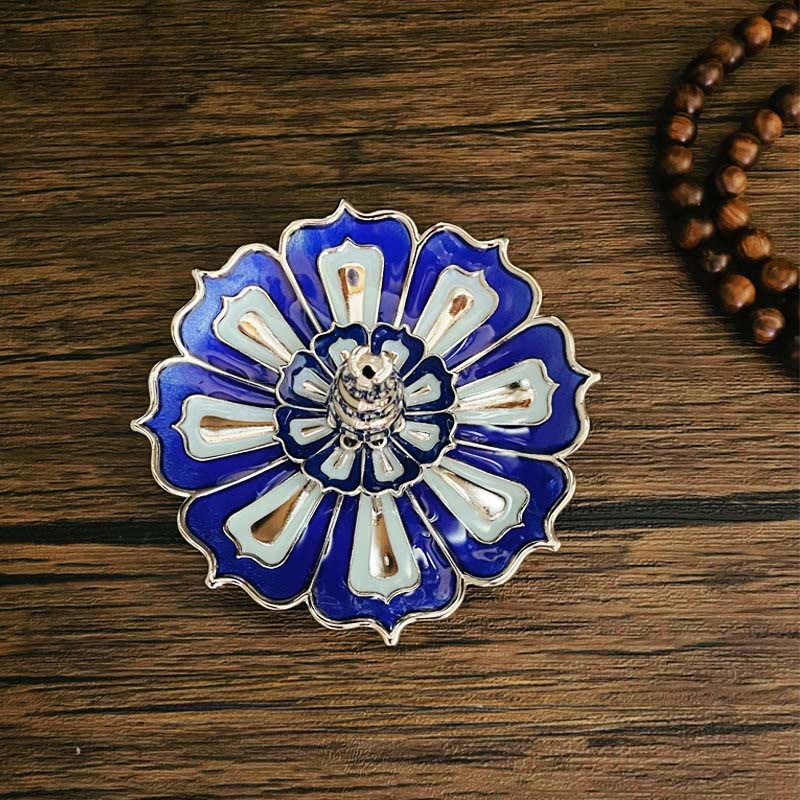 Buddha Stones Lotus Home Decoration Incense Burner - Blue Lotus(8.8*3.2cm) - image 1