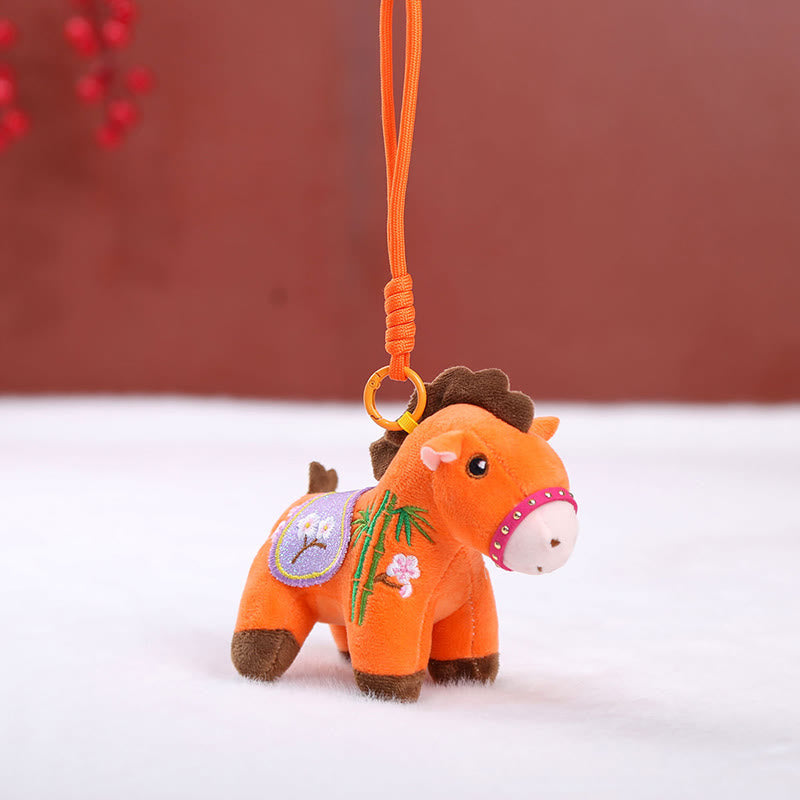 Buddha Stones Year Of The Horse Embroidered Bamboo Flower Pattern Hanging Decoration - Orange - image 9