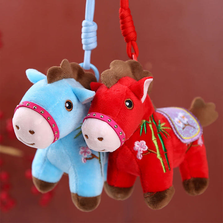 Buddha Stones Year Of The Horse Embroidered Bamboo Flower Pattern Hanging Decoration - image 13