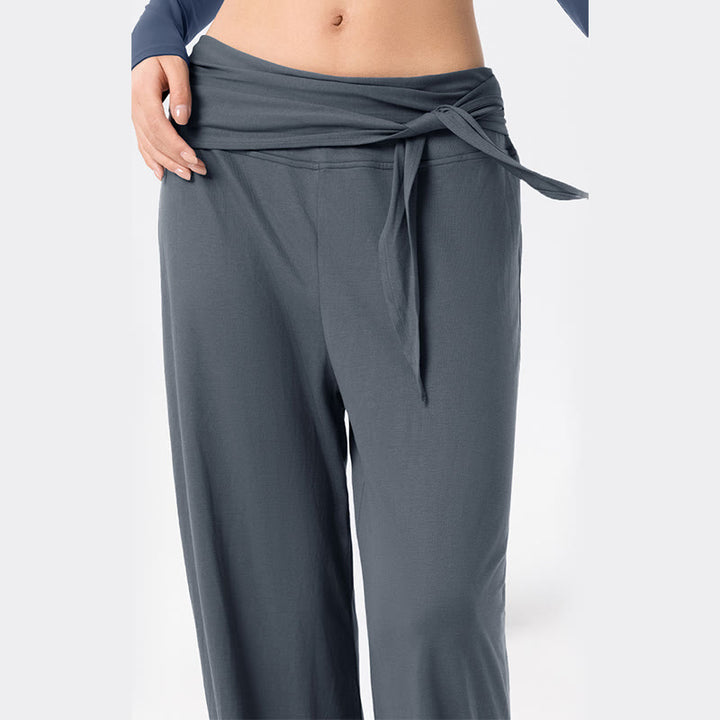 Buddha Stones Casual Lace-up Breathable Sports Women's Wide Leg Pants - image 7