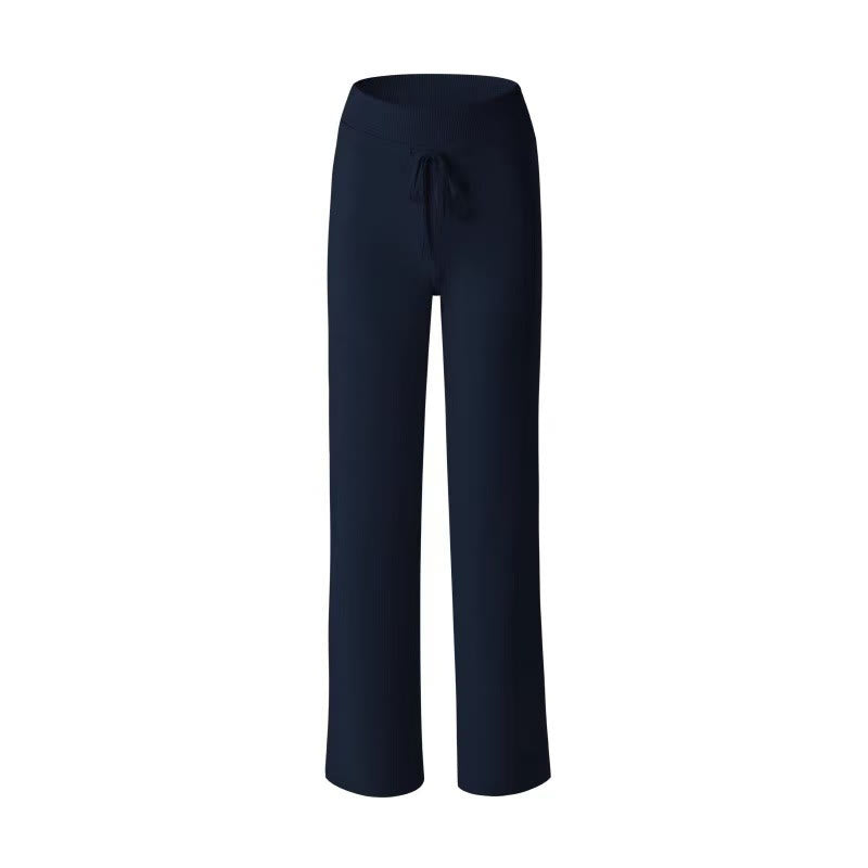 Buddha Stones Casual Drawstring Yoga Sports Gym Elastic Waist Women's Wide Leg Pants - MidnightBlue - US6，UK/AU10，EU38 (XL) - image 6