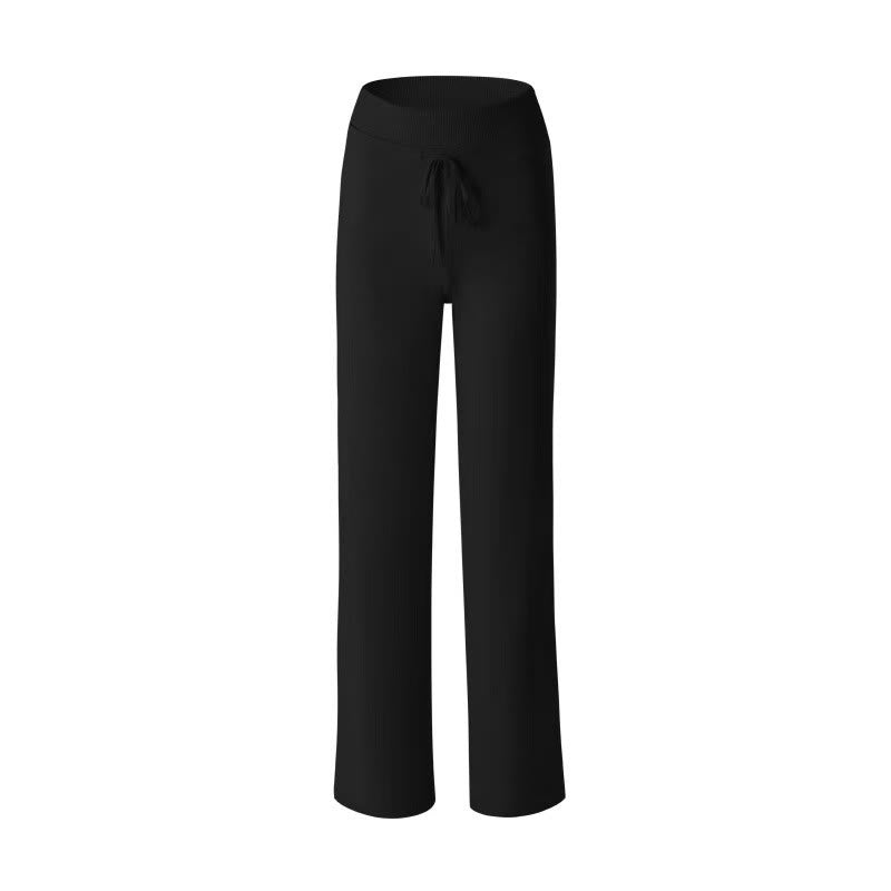 Buddha Stones Casual Drawstring Yoga Sports Gym Elastic Waist Women's Wide Leg Pants - Black - US6，UK/AU10，EU38 (XL) - image 7