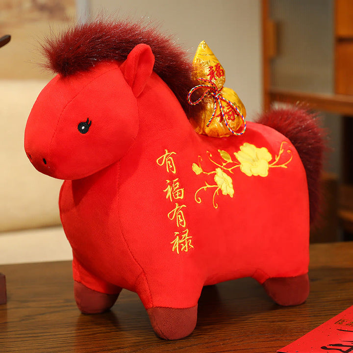 Buddha Stones Year Of The Horse Gourd Plush Doll Desk Fortune Prosperity Decoration - Horse - 45cm(Measured from ear to foot) - image 0
