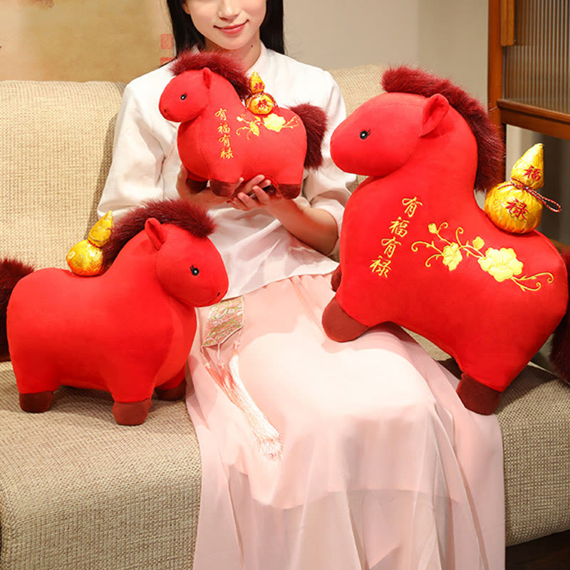 Buddha Stones Year Of The Horse Gourd Plush Doll Desk Fortune Prosperity Decoration - image 9