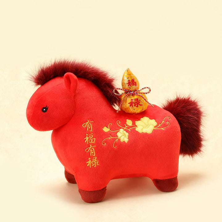 Buddha Stones Year Of The Horse Gourd Plush Doll Desk Fortune Prosperity Decoration - image 3