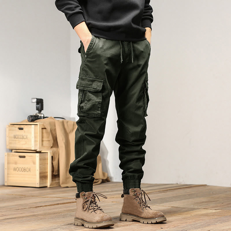 Buddha Stones Summer Cotton Elastic Cuffs Tapered Men's Pants With Pockets - image 7