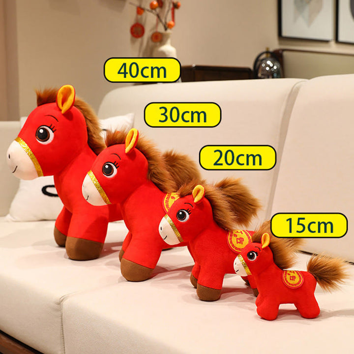 Buddha Stones Year Of The Horse Red Standing Horse Plush Doll Wealth Prosperity Home Decoration - image 7