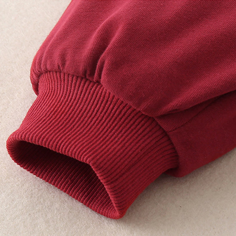 Buddha Stones 2Pcs Winter Rabbit Peach Design Baby Toddler Boy Cotton Long Sleeve Tang Suit Elastic Waist Pants With Pockets Outfit Sets - image 17