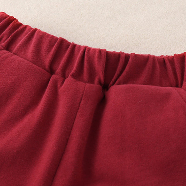 Buddha Stones 2Pcs Winter Rabbit Peach Design Baby Toddler Boy Cotton Long Sleeve Tang Suit Elastic Waist Pants With Pockets Outfit Sets - image 15