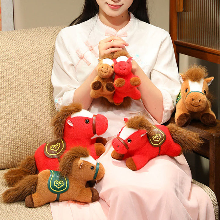 Buddha Stones Year Of The Horse Lying Plush Horse Doll Wealth Prosperity Home Decoration - image 6