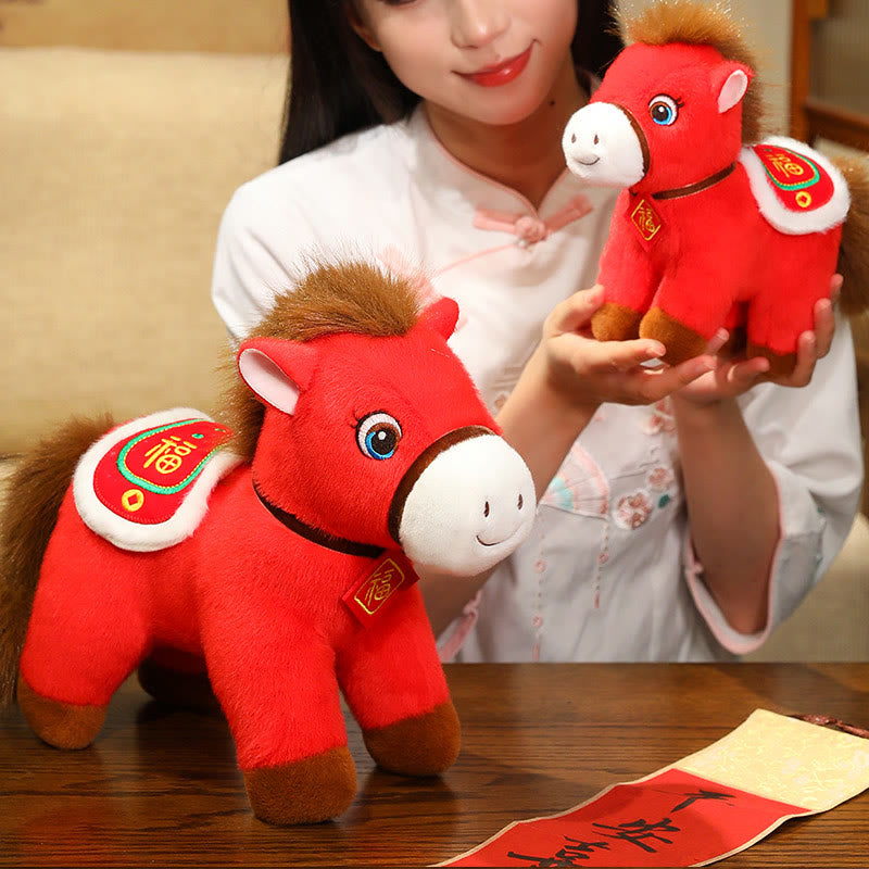 Buddha Stones Year Of The Horse Fu Character Plush Horse Doll Prosperity Fortune Home Decoration - image 2