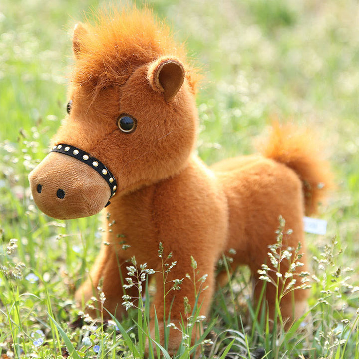Buddha Stones Year Of The Horse Plush Cute Horse Doll Prosperity Energy Home Decoration - Chocolate - 24*25cm - image 1