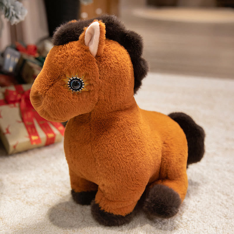 Buddha Stones Year Of The Horse Stuffed Pony Plush Doll Home Decoration - Chocolate Horse - 45cm(Measured from ear to foot) - image 1